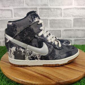 Nike Dunk Sky High Print Shoes Womens Size 7.5 Black Sneakers Wedge 543258-004